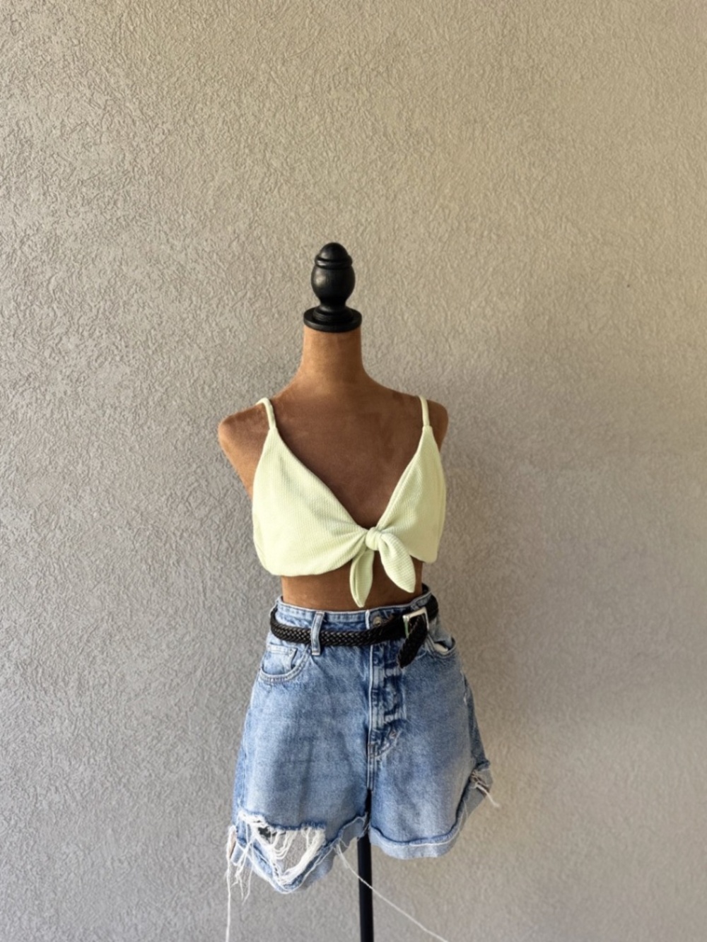 Large Andie Swim Key Lime Bikini Swimsuit Bikini Top Adjustable Strap & Bow Tie